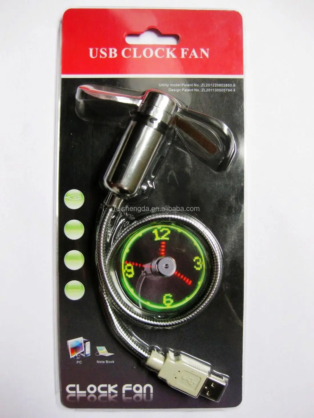 Factory Direct OEM Customizable USB Fan with LED Clock Time Display Gooseneck Flexible USB Fan Clock for PC Computer Laptop