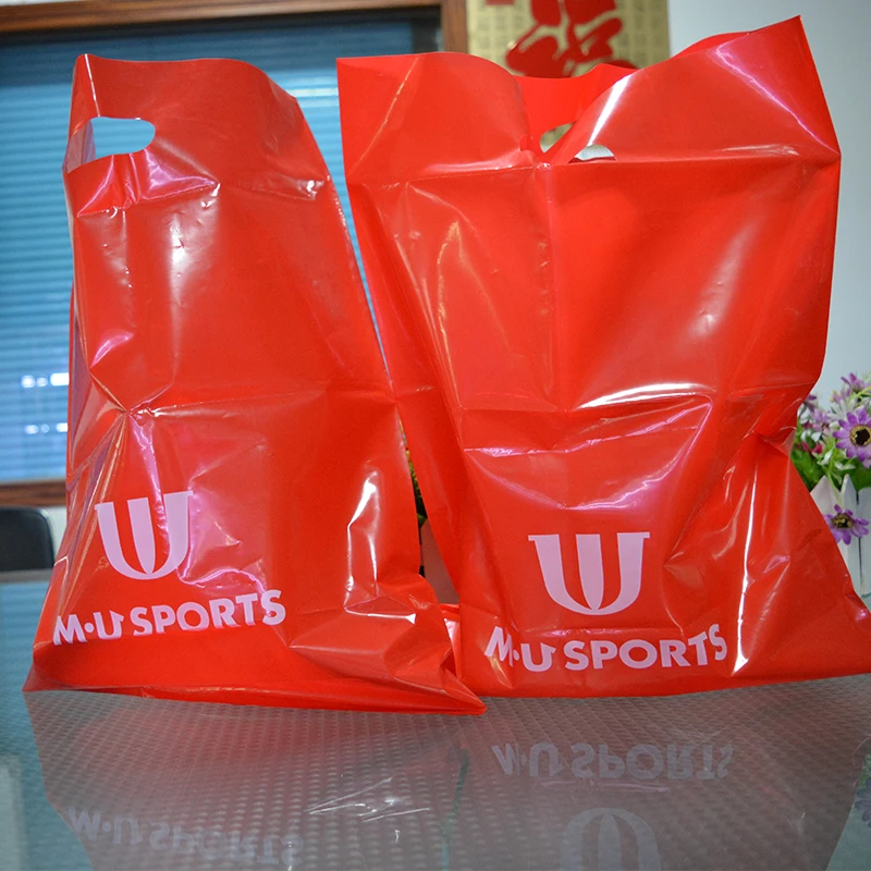  Wholesale pouch packaging shipping plastic red shopping bags