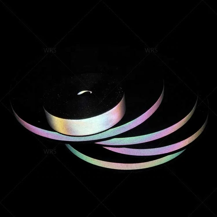 custom hi viz 2 inch shine fluorescence colorful nylon woven reflective logo on the webbing fabric tape for clothing
