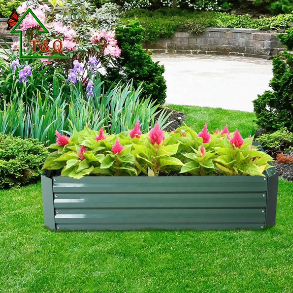 Galvanised Steel Raised Garden Grow Bed Corrugated Sheet Garden Planter Box Raised Vegetable Garden Bed