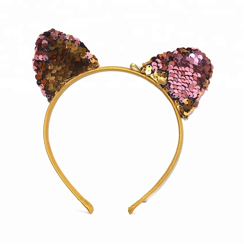 Fashion Christmas Cat Ear Hair Hoop Party Headband Reflective Hair Band Accessories for Kids