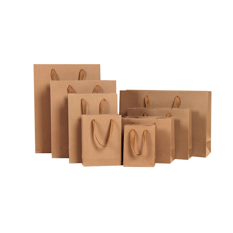 Wholesale custom logo kraft paper shopping carrier bag customised jewelry gift packaging bag