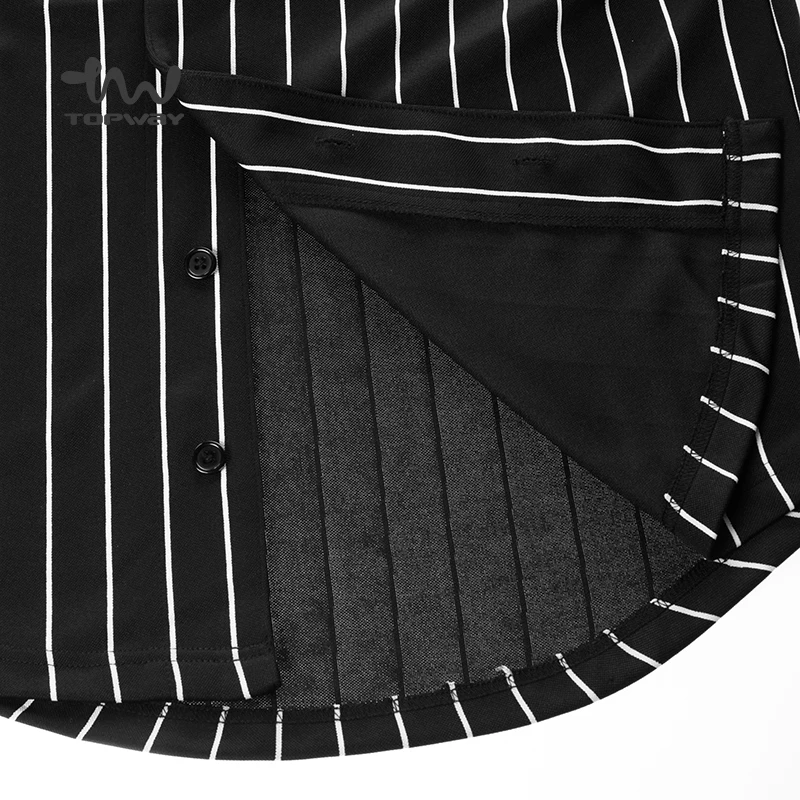 Fashion Hip-hop Round Neck Button Black Stripe T Shirt