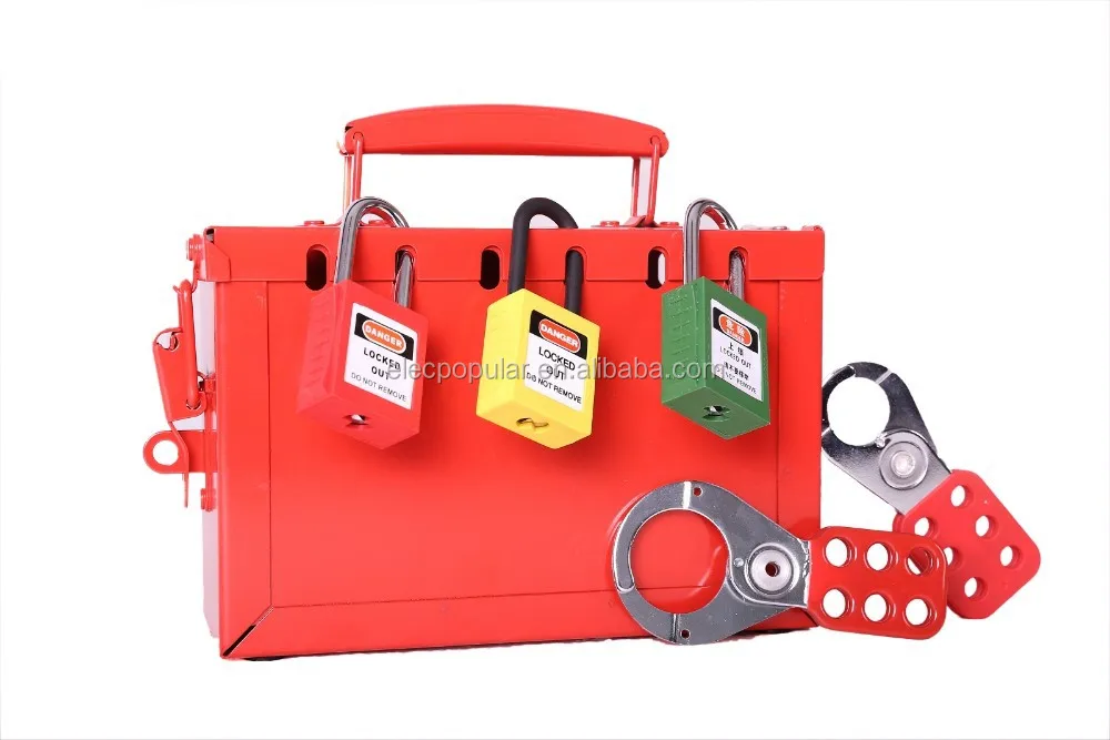 portable 13 padlocks steel red color compact lock out tag out box