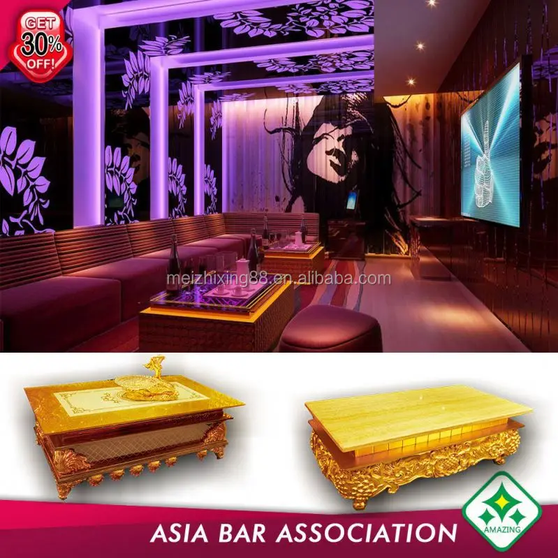
Entertainment KTV LED glass bar table nightclub ktv table LED light tempered glass 