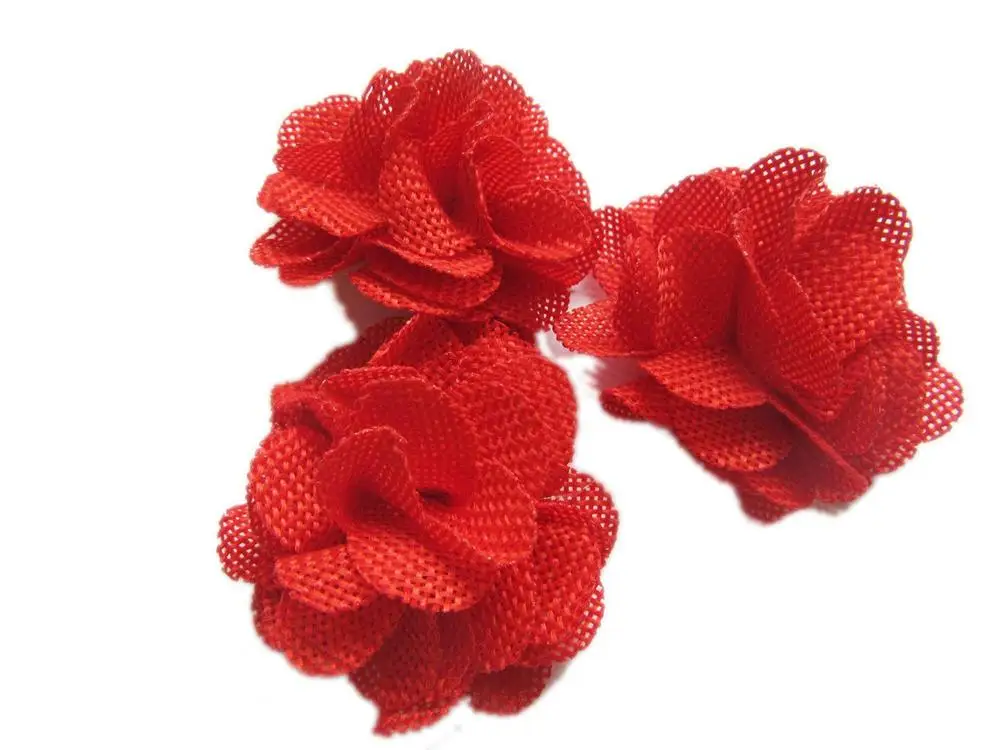 15pcs Natural Burlap Flower Roses 3D Fabric Flowers for Headbands Hair Accessory DIY Crafts Wedding Decorations Scrapbooking