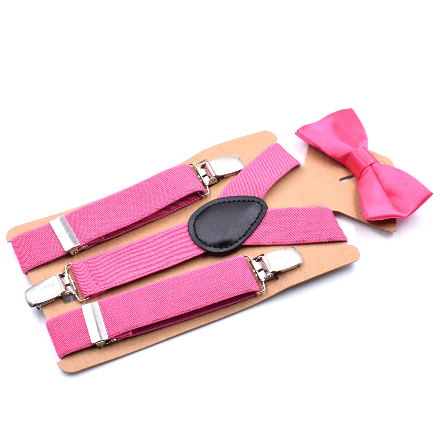 Fashion Kids Solid Color Clips Suspenders Elastic Braces Suspenders With  Bowtie
