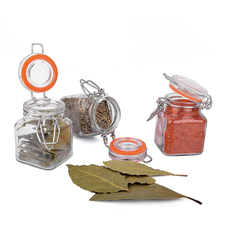 100ml Glass Spice Jars with Spice Labels and Chalkboard Pen Whole Set 12 Square Glass Jars 3.4 Ounce with Airtight Flip Top Cap