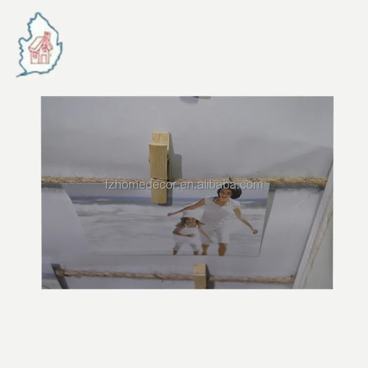 Window Frame Shape Wall Blackboard Black Board with Wood Clips to Hold the Pictures