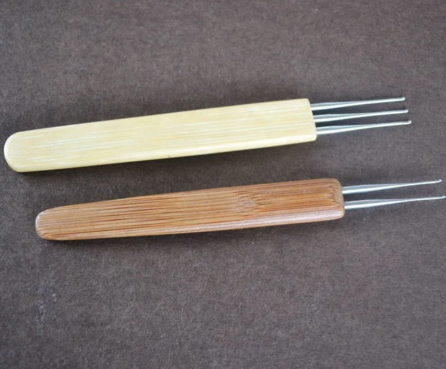 Wholesale Hair Weaving Braid Double Three Point Carbonize Bamboo Handle Crochet Hook