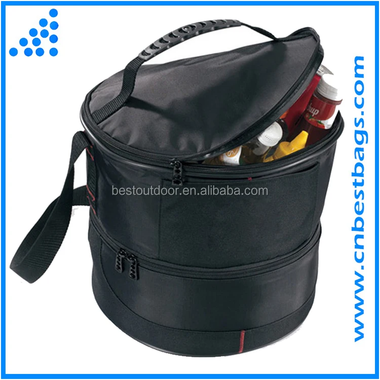 Chill and Grill Outdoor Kit portable cylindrical cooler bag for barbecues insulated storage bag