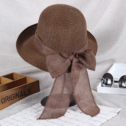 Summer Vacation Beach Style Femme Ladies Wholesale Sun Hats Big Wide Brim Foldable Straw Sunbonnet Floppy Cloche Hat For Women
