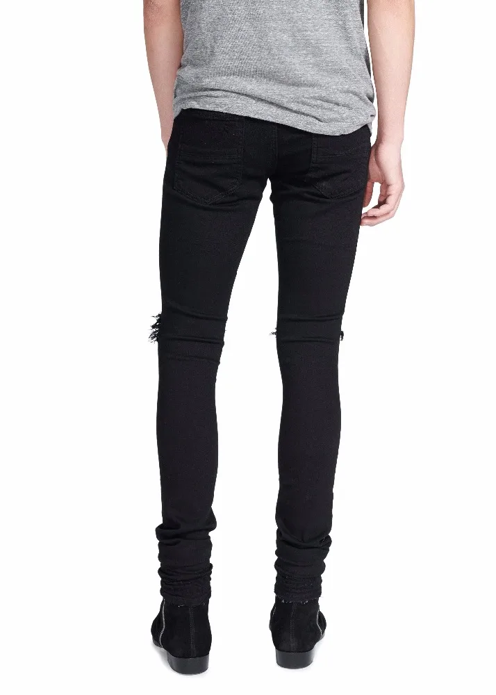 OEM custom manufacturers blank denim wholesale bulk order los angeles jeans al por mayor men skinny ripped black jeans 0025
