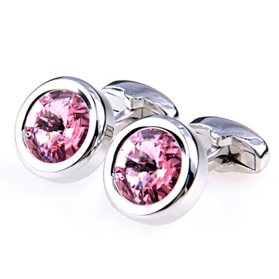 
Elegant Shiny Navy Blue Crystal Circular Cufflinks Wedding Cufflinks for Men 