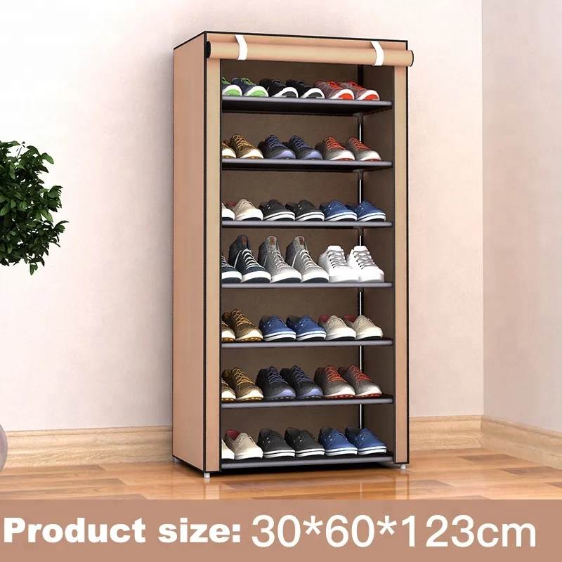 
8 layer non-woven metal foldable shoe rack 