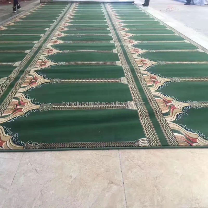Axminster Green and Blue Wall to Wall Rolls Mosque Carpet And Rug for Mosque Masjid W-S78 Series