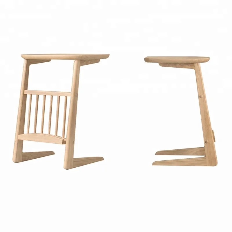 Натуральный Бамбуковый боковой C-столик для дивана с держателем для магазина, деревянный боковой столик для закусок