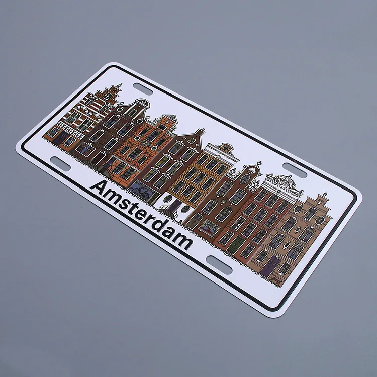 Amsterdam city printed souvenir car license plate