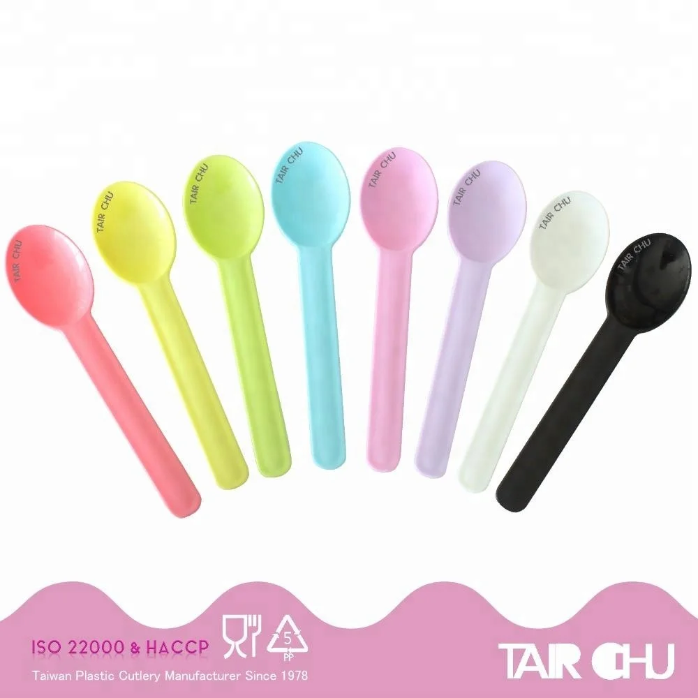 15cm Pink Color Disposable Yogurt and Ice Cream Plastic Spoon
