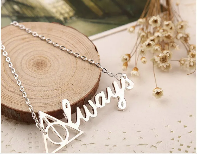 The deathly hallows ALWAYS triangle necklace retro necklace