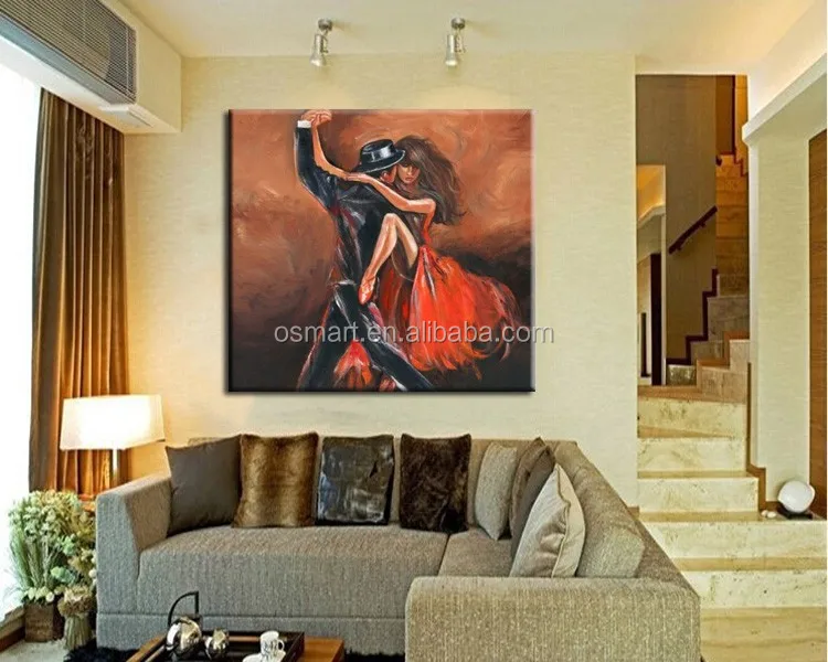 Best Service Sexy Woman and Man Tango Dancing Oil Painting Canvas for Bar Club Decoration Handmade Dancer Portrait Oil Painting