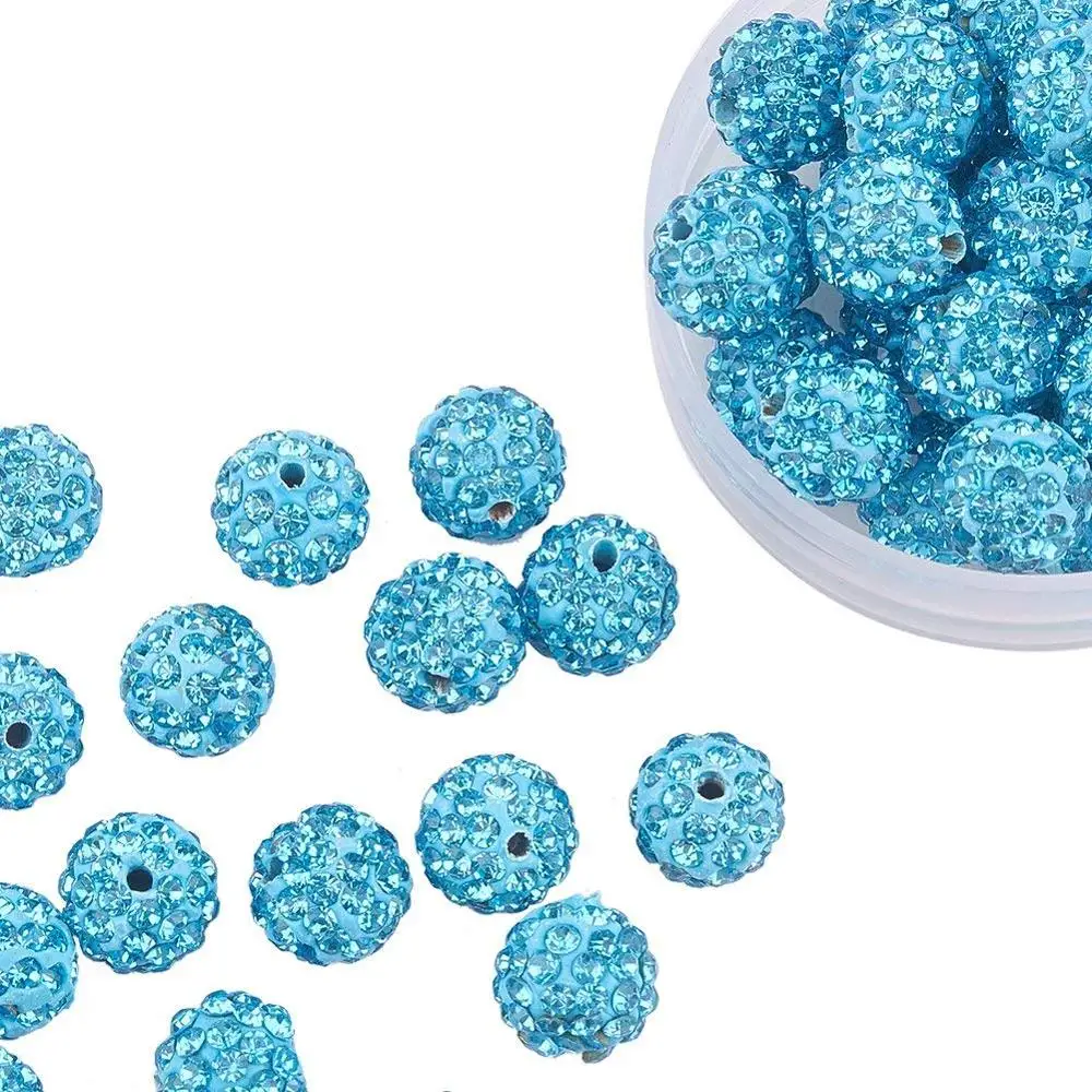 Pave Czech Crystal Disco Ball Clay Beads