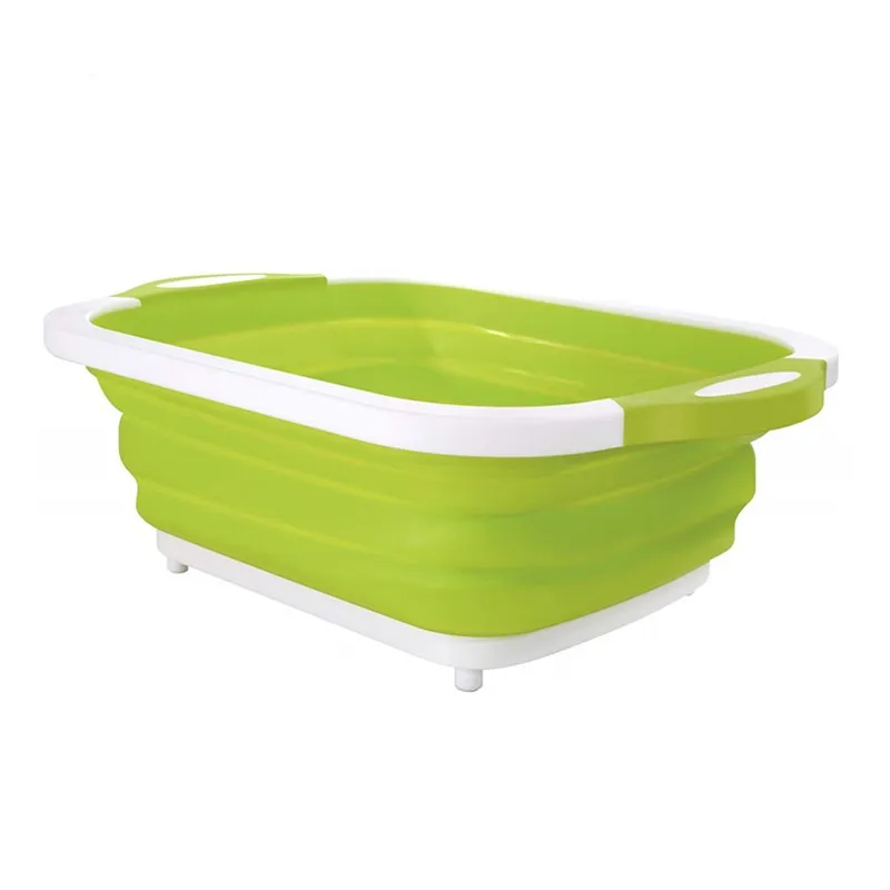 Multipurpose Washing Bowl Collapsible Dish Tub with Plug