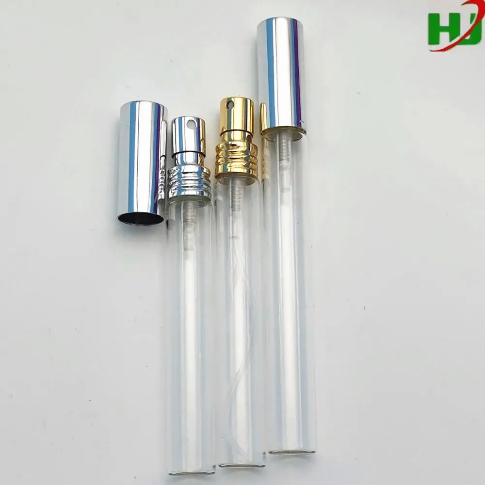10ml perfume glass tube bottle with screw metal sprayer and cap