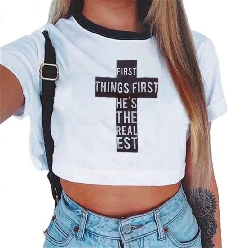 
fashion simple custom multi printing styles crop tops tshirts women 