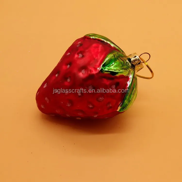 
glass christmas ornament strawberry 80*68*39 mm,glass fruit ornament,christmas tree decoration 
