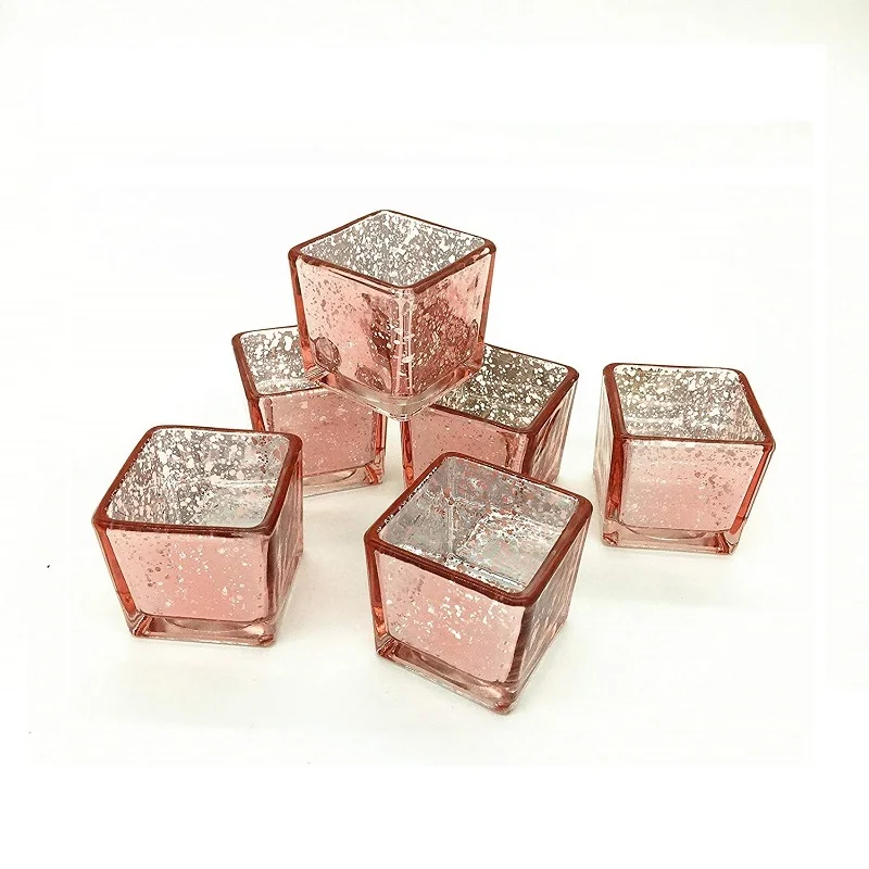 Wholesale Linlang Rose Gold Mercury Glass Candle Holder For Votives Wedding Decoration