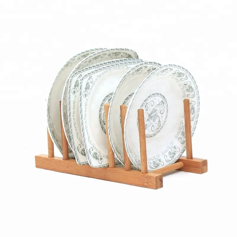 2024 Custom logo QUALITY certified wooden dishes holder bamboo plate racks