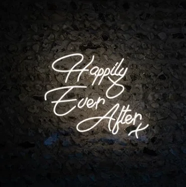 Wall mounted Happily Ever After LED neon acrylic wedding sign