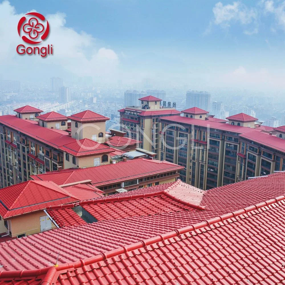 Eco-Friendly Construction  rain protection color coated  Chinese red  asa synthetic resin roof tile