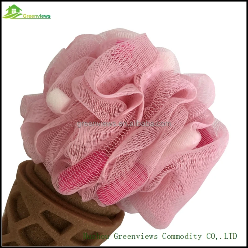 
Wholesale Ice cream shape bath sponge shower puff body exfoliating mesh bath supplies sponge cleaning 