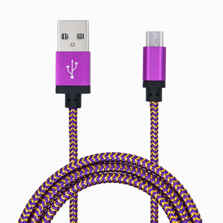 
Best sellers built-in gold thread braided micro usb charger data sync cable for android phones 