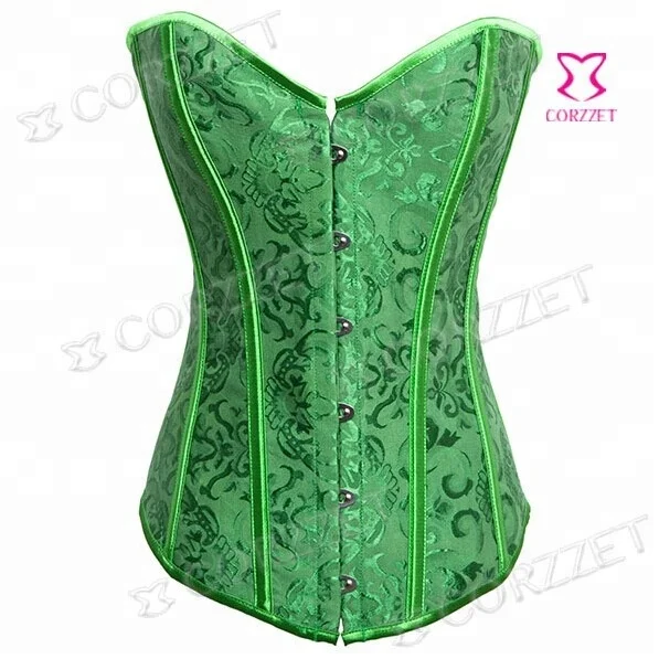 Corzzet Women Fancy Falda Cavanval Green Brocade Satin Corset Mesh Skirt Carnival Party Bridesmaid Dress Bridal Simple Clothing