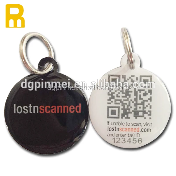 Cheap custom laser qr pet tags with small ring for wholesale / qr pet tags with serial id code
