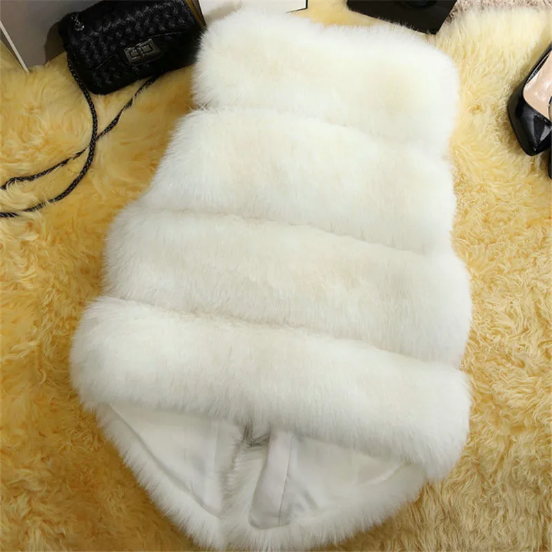 
Hot Sale Winter Thick Warm Fake Fur Vests Coat Women Faux Fox Fur Vest Midum Long Coats Waistcoat Female Jacket Outerwear 