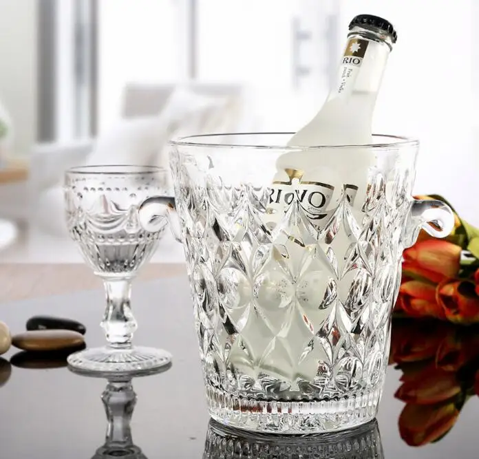 1.2L Clear Crystal Glass Ice Bucket