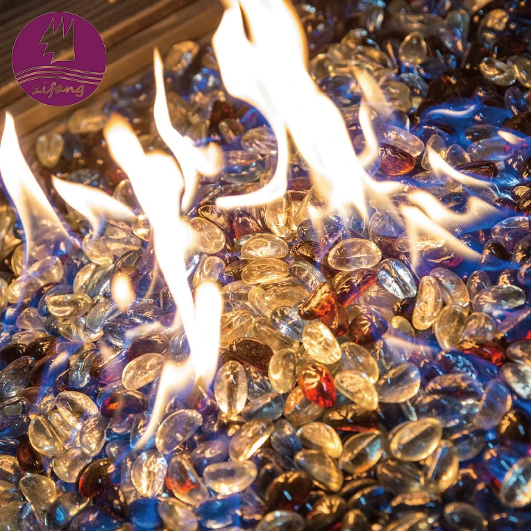 Colorful Cashew Crystal Shape Fire Pit Glass for Stove Fireplace Decoration