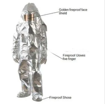 Full body heat resistant fire fighting suit with aluminum foil