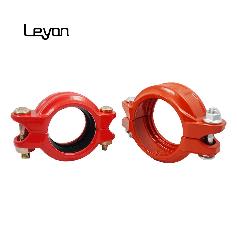 Chinese pipe fittings ductile cast iron grooved flexible coupling rigid coupling for fire fighting pipe fitting