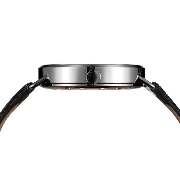 watch automatic bauhaus design stainless steel case domed sapphire crystal genuine leather strap