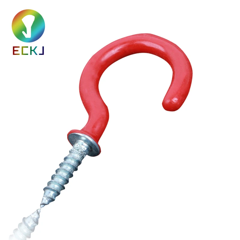 
ECKJ Six Color Coated Soft Plastic IRon hook Screw and Various models Cup Hooks 