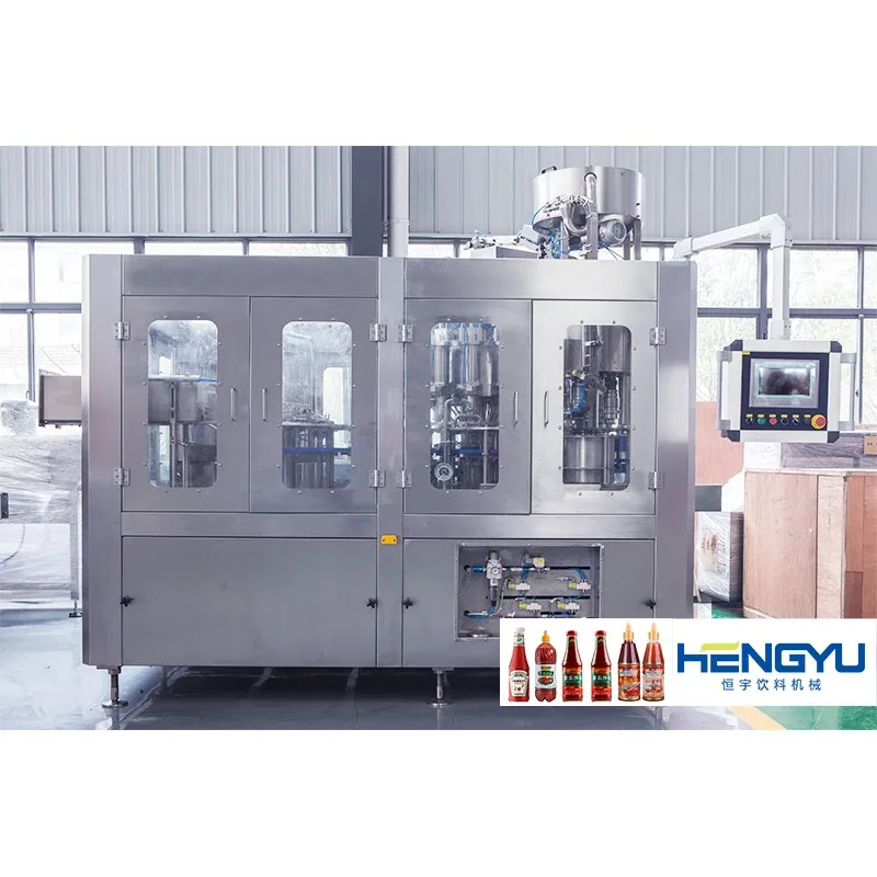 Factory price 3-in-1 jam or condiments washing filling and sealing production line PET/glass bottle