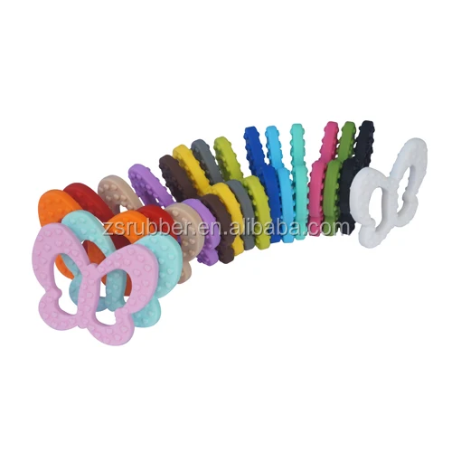 China Manufacturer BPA Free Food Grade Soft butterfly Teether Silicone Baby Teether Chew Beads for Baby