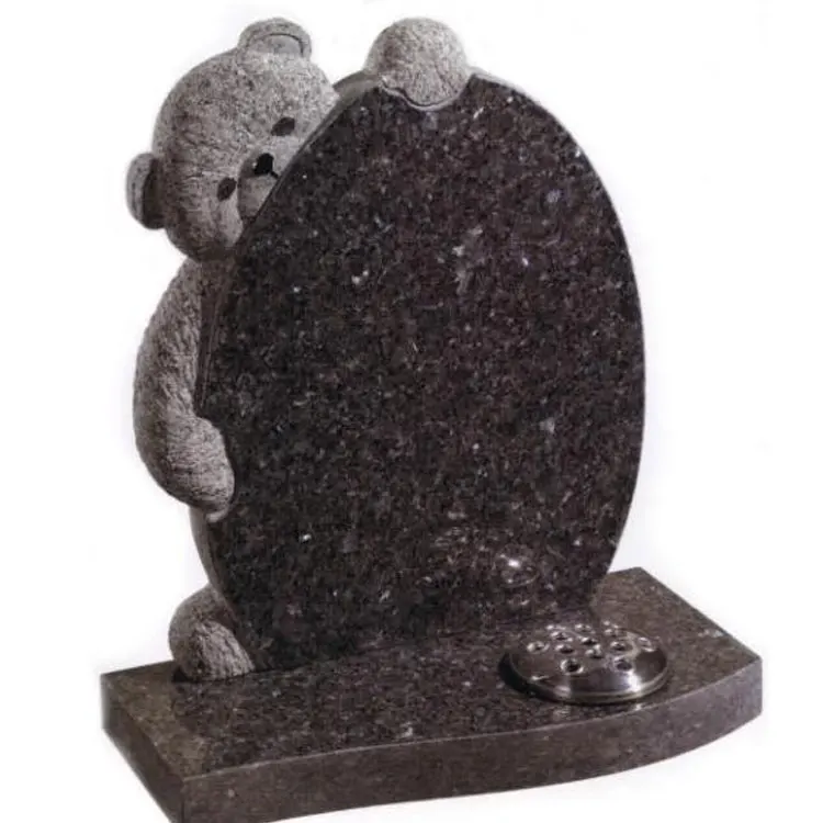 Teddy Bear Heart Shaped Granite Children Tombstone