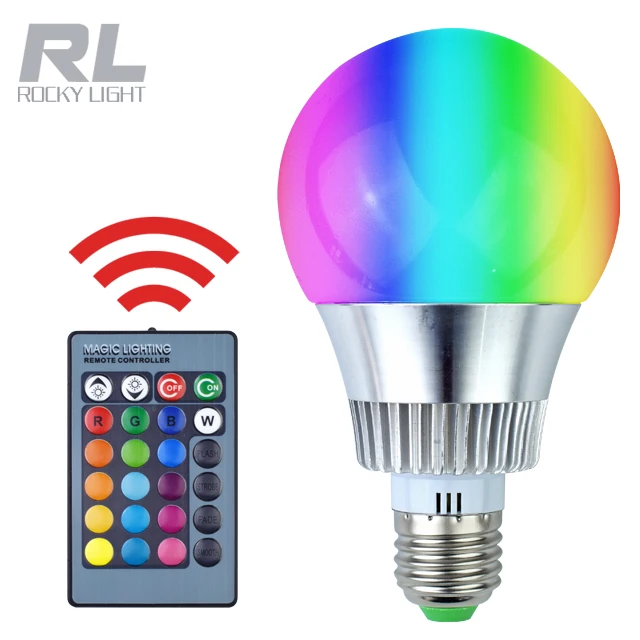 3W 5W 9W E27 base IR Remote Controller rgbw color changing light lamp led rgb bulb