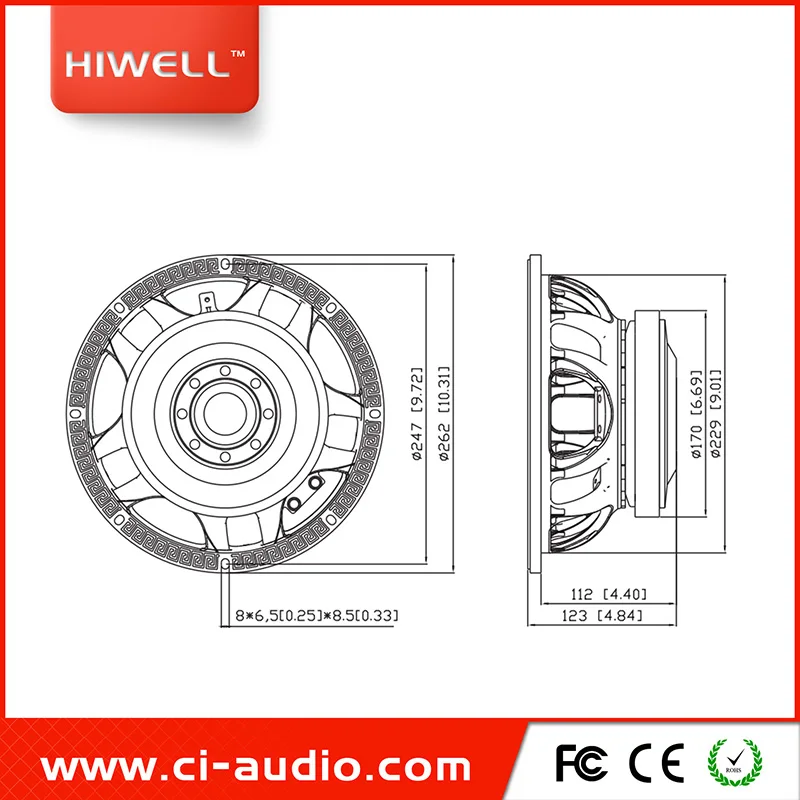 180W RMS 10inch,8ohm pro audio real sound raw speaker drivers